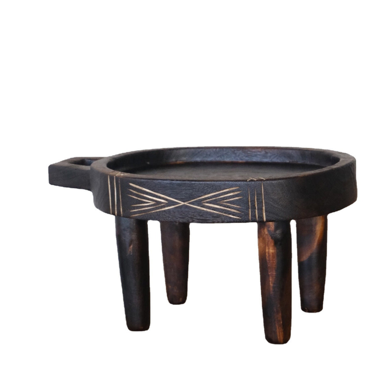 Wabi-Sabi Ornament Beech Tray With Black Geometric Handle