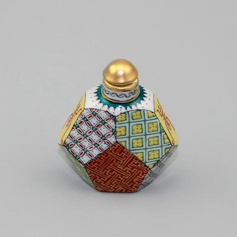 Vintage Chinese Famille Rose Porcelain Snuff Bottle with Gold Gilding