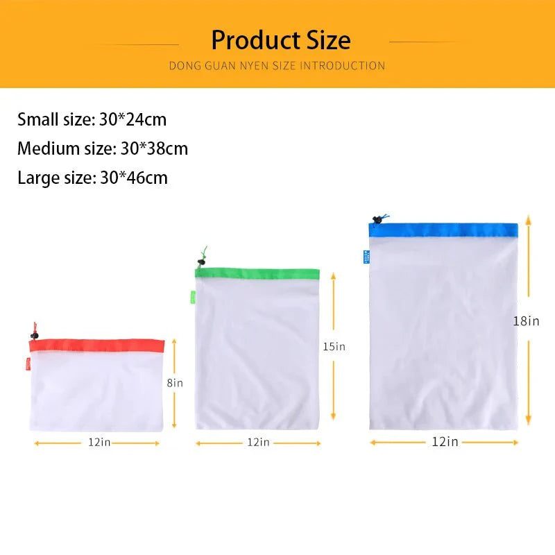 3 Sizes Reusable Mesh Produce Bag