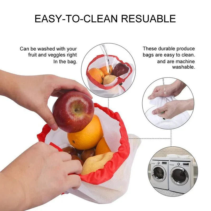 3 Sizes Reusable Mesh Produce Bag