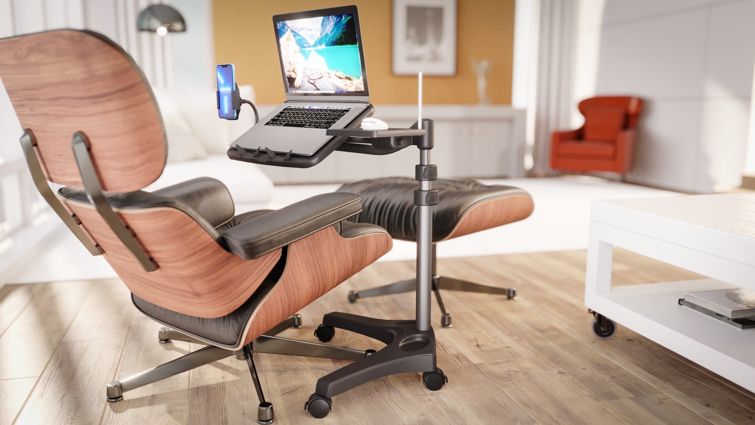 LEVO G2 V16 Rolling Laptop Workstation Stand Cart - WITH MOUSE TRAY and PHONE MOUNT