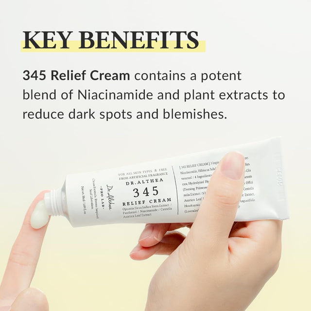 345 Relief Cream | Face Moisturizer, Blemish Care,Hydrating Vegan Skincare 1.7Oz