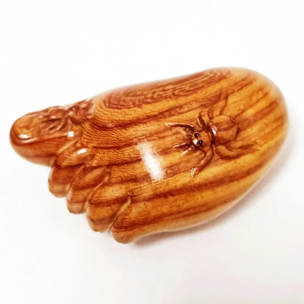 2" Red Sandalwood Insects on Foot Netsuke – Japanese Miniature