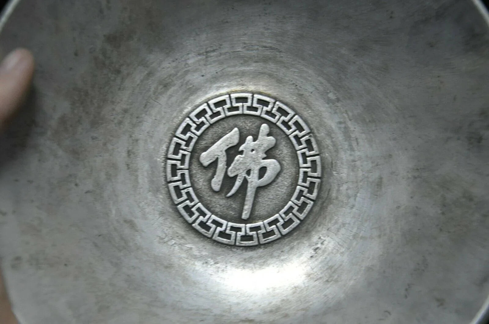 Old Tibetan Silver Lohan Plate – Buddhist Temple Figure Dish