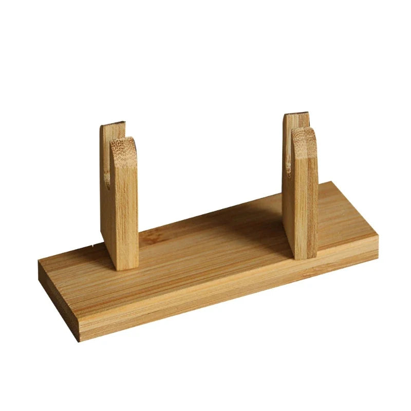 Elegant Chinese Style Bamboo Fan Stand Holder Bracket Rack for Home Office Decor