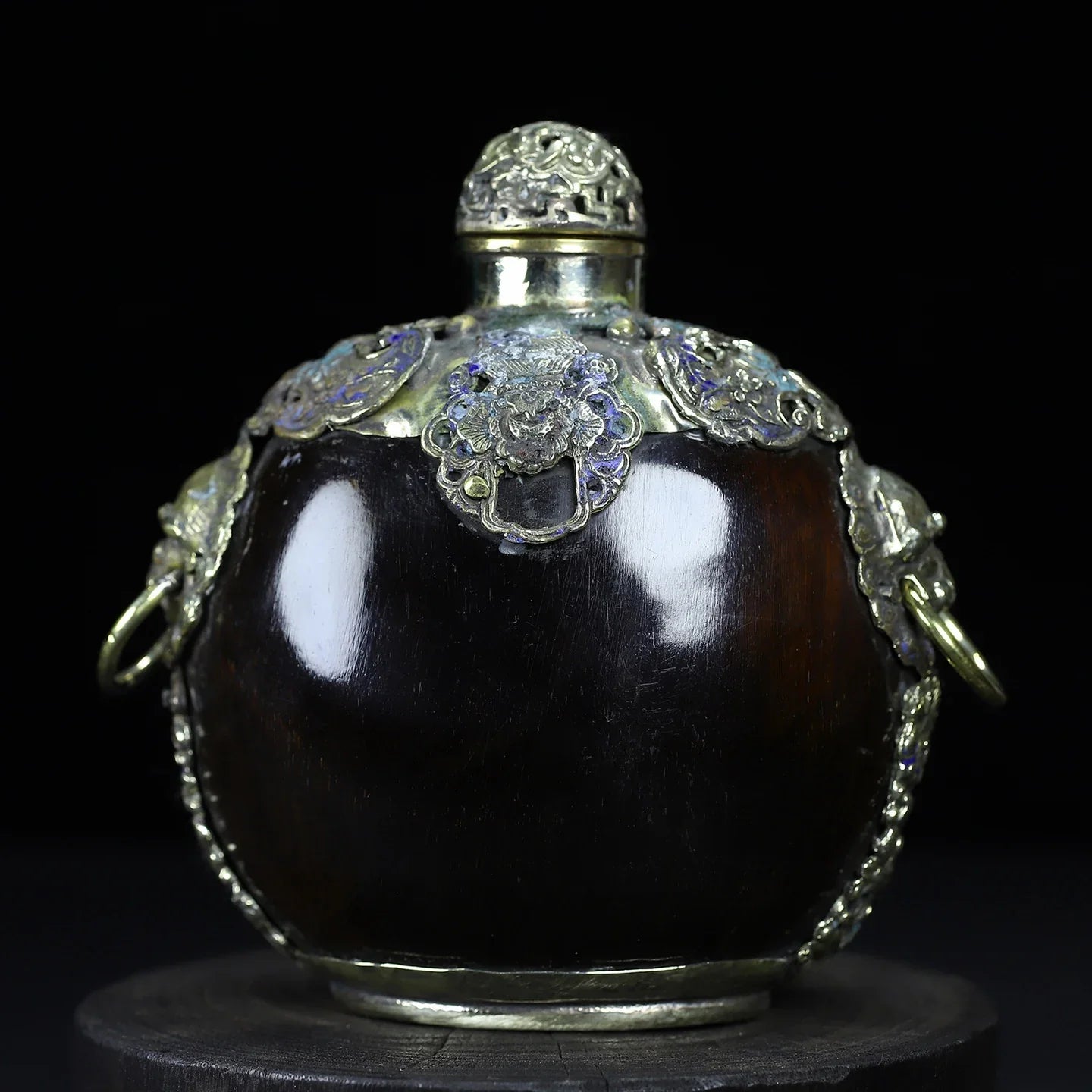 Cloisonné Tiger Head Snuff Bottle with Hanging Ring – Asian Decor