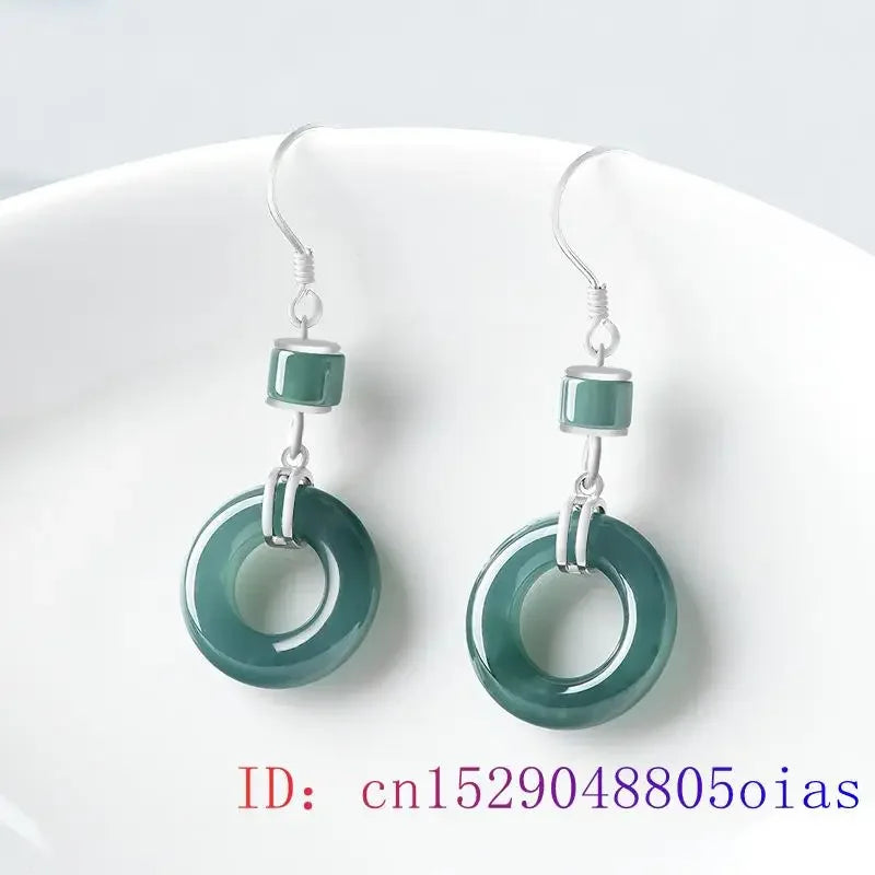 Burmese Jade Donut Talisman Dangle Earrings