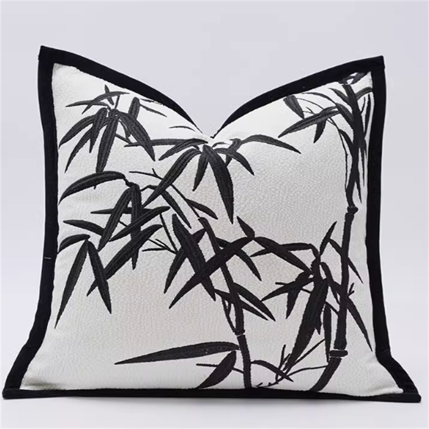 Asian Bamboo Leaf Embroidered Cushion (Cover or with Insert)