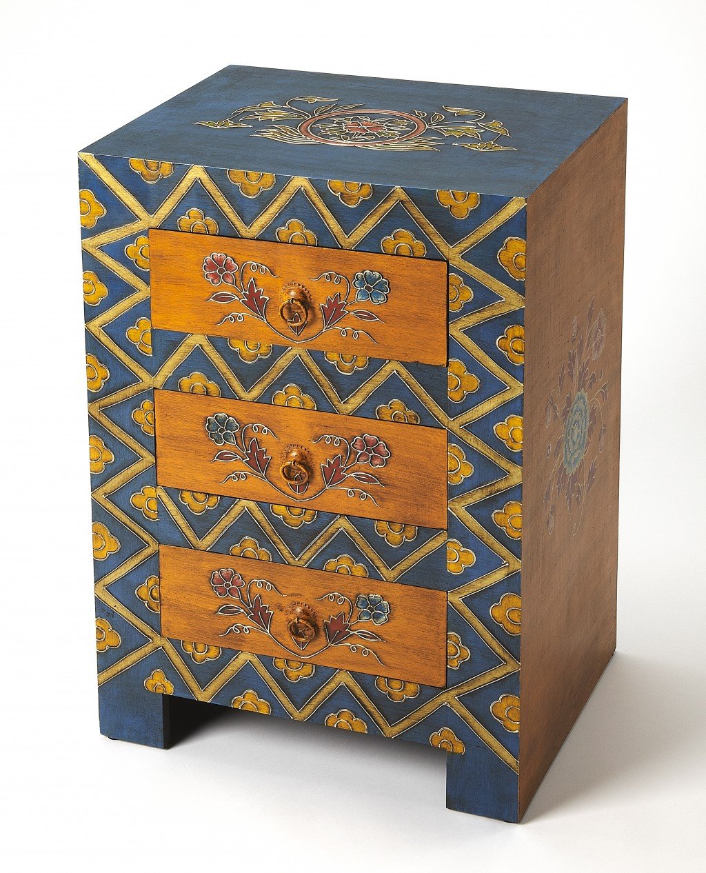 Beautiful Hand Painted 3 Drawer Accent Chest