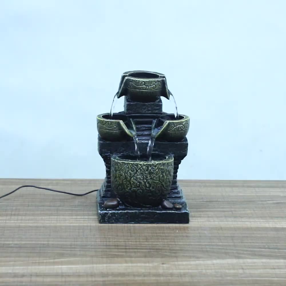Desktop Water Fountain Ornament – Office & Living Room Asian Home Decor