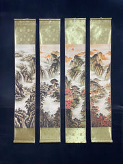 Antique hand-painted long scroll, Landscape Painting of the Qing Dynasty in China, 4 pieces, #202501-02