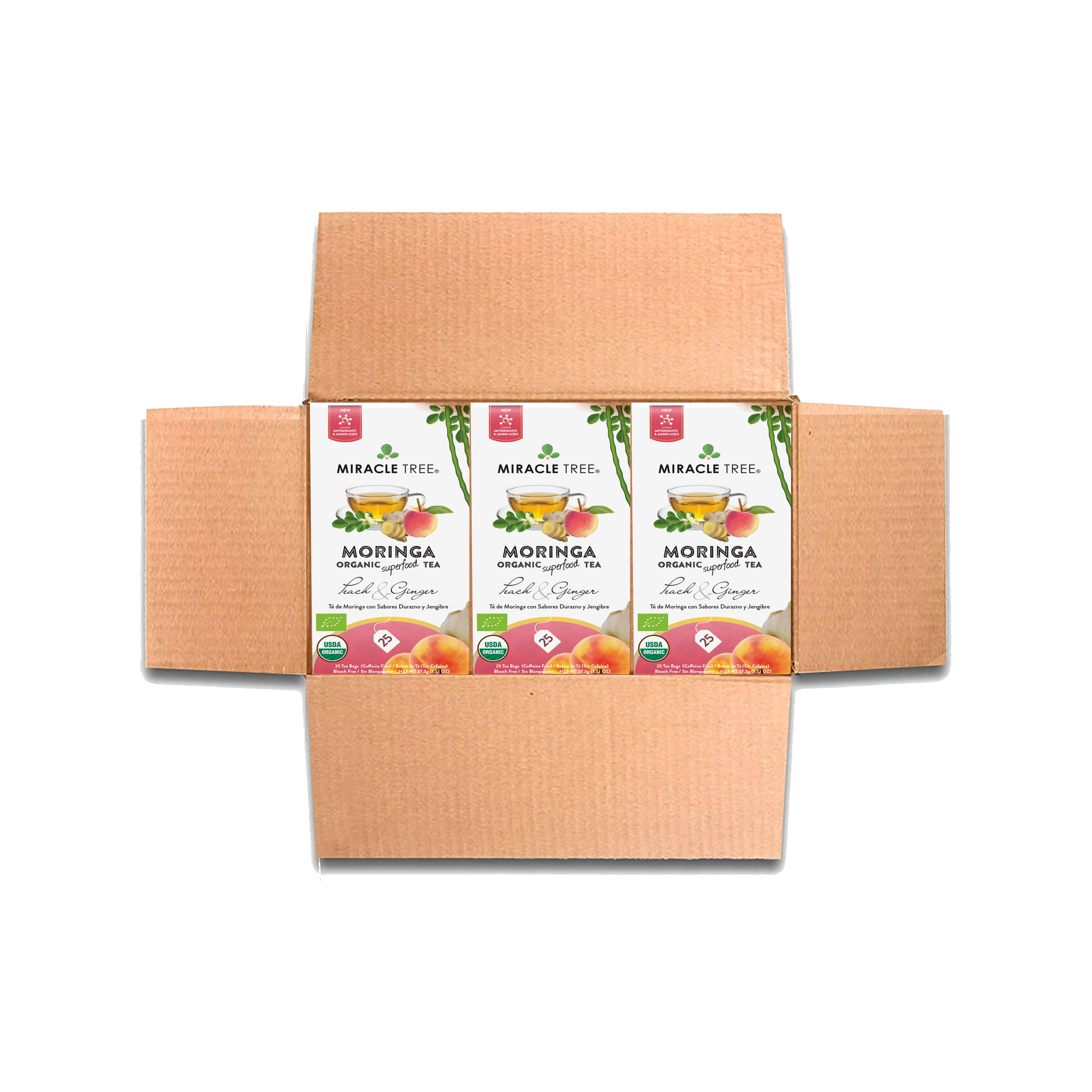 Organic Moringa Tea, Peach & Ginger