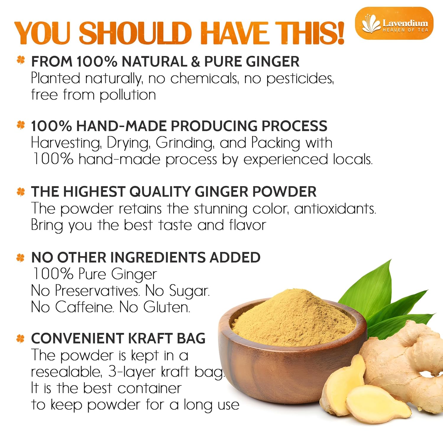 Premium Ginger Powder – Ground Ginger Root – Pure, No Additives – Ideal for Cooking, Baking, Smoothies, and Spice Blends