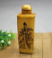 Antique Style Bone‑Carved Lotus Snuff Bottle – Chinese Collectible Ornament