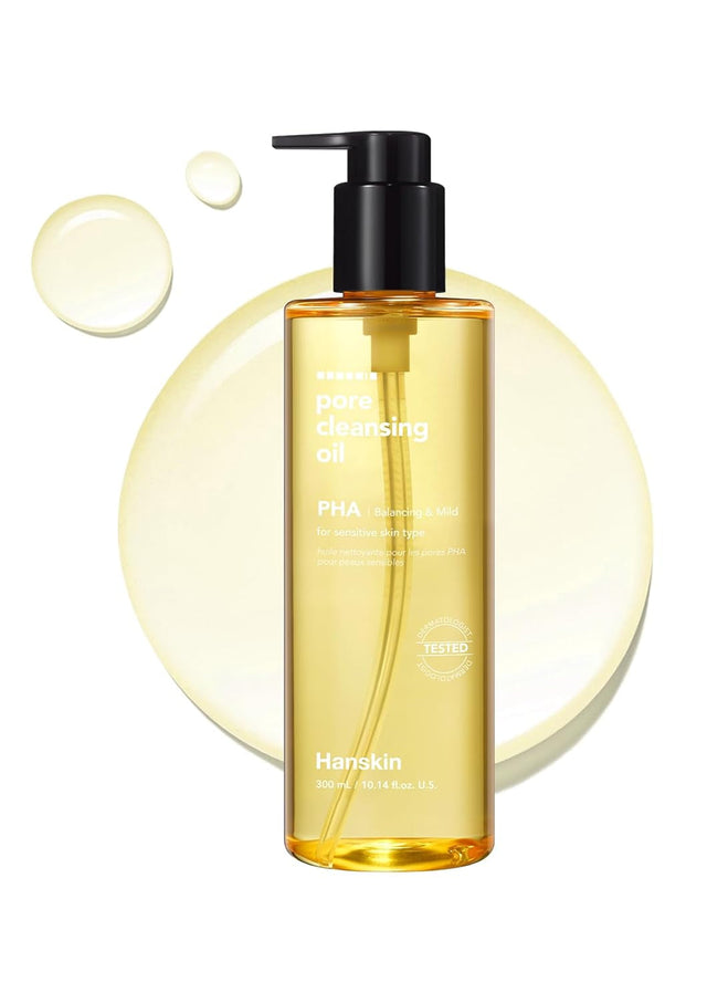Pore Cleansing Oil, Oil Cleanser for Face, Makeup Blackhead Remover, Korean Cleanser for Sensitive Skin [PHA] (10.14 Oz)