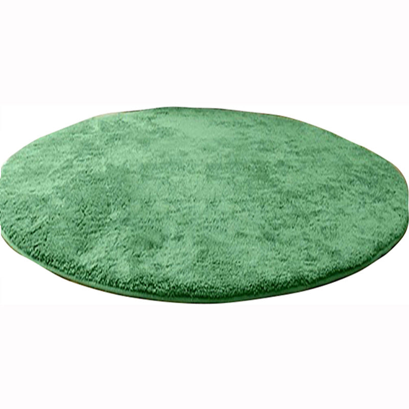 Solid Color Japanese Silk Wool Round Carpet Floor Mat