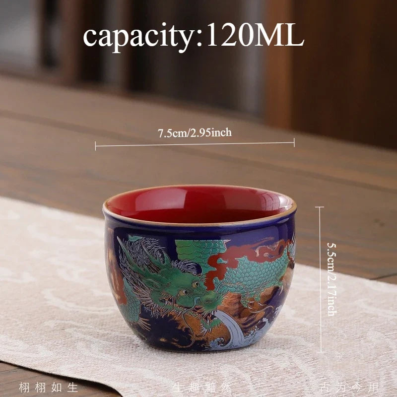 Retro Color Enamel Ceramic Gaiwan Set – Chinese Sancai Porcelain Teaware