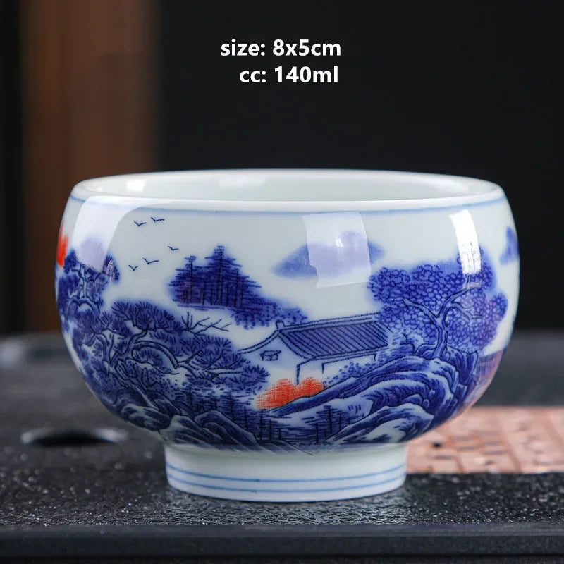Luxurious 150ml Blue and White Porcelain Gaiwan – Handmade Tea Tureen