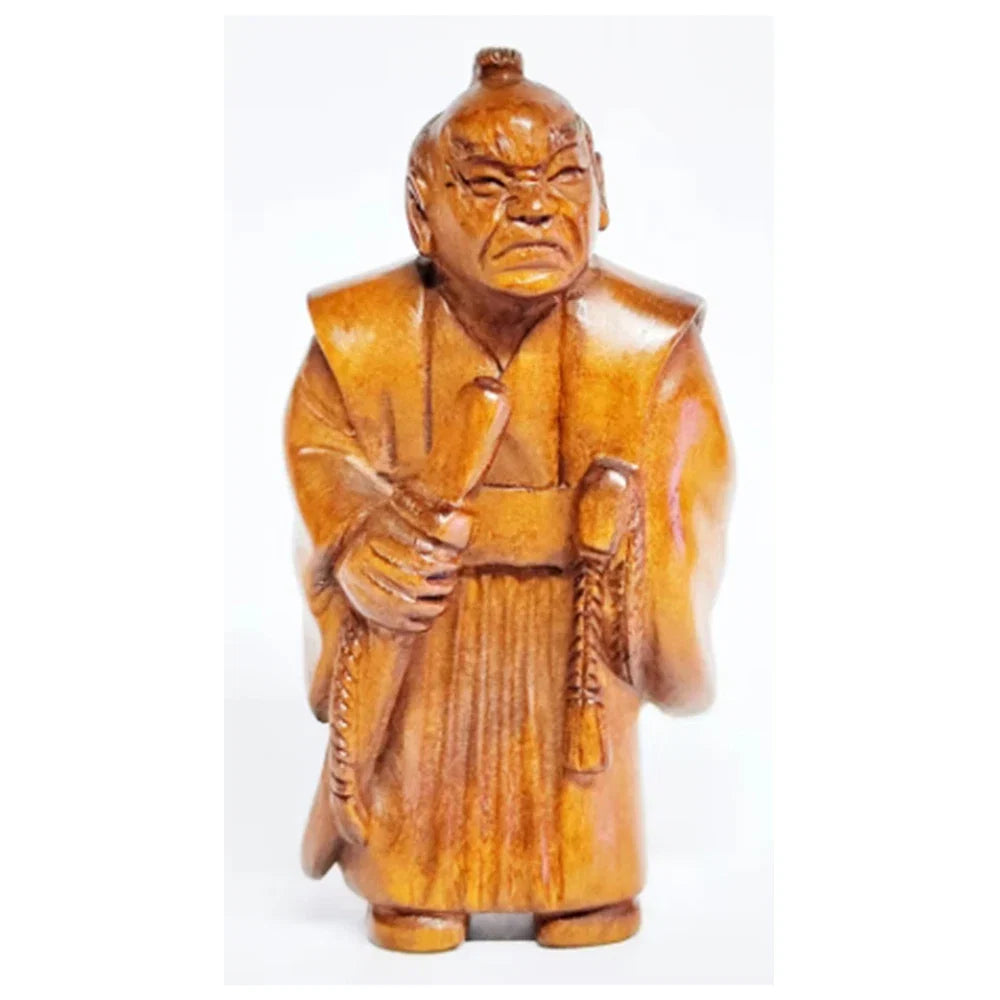 2" Boxwood Samurai Netsuke Figurine – Japanese Miniature Art