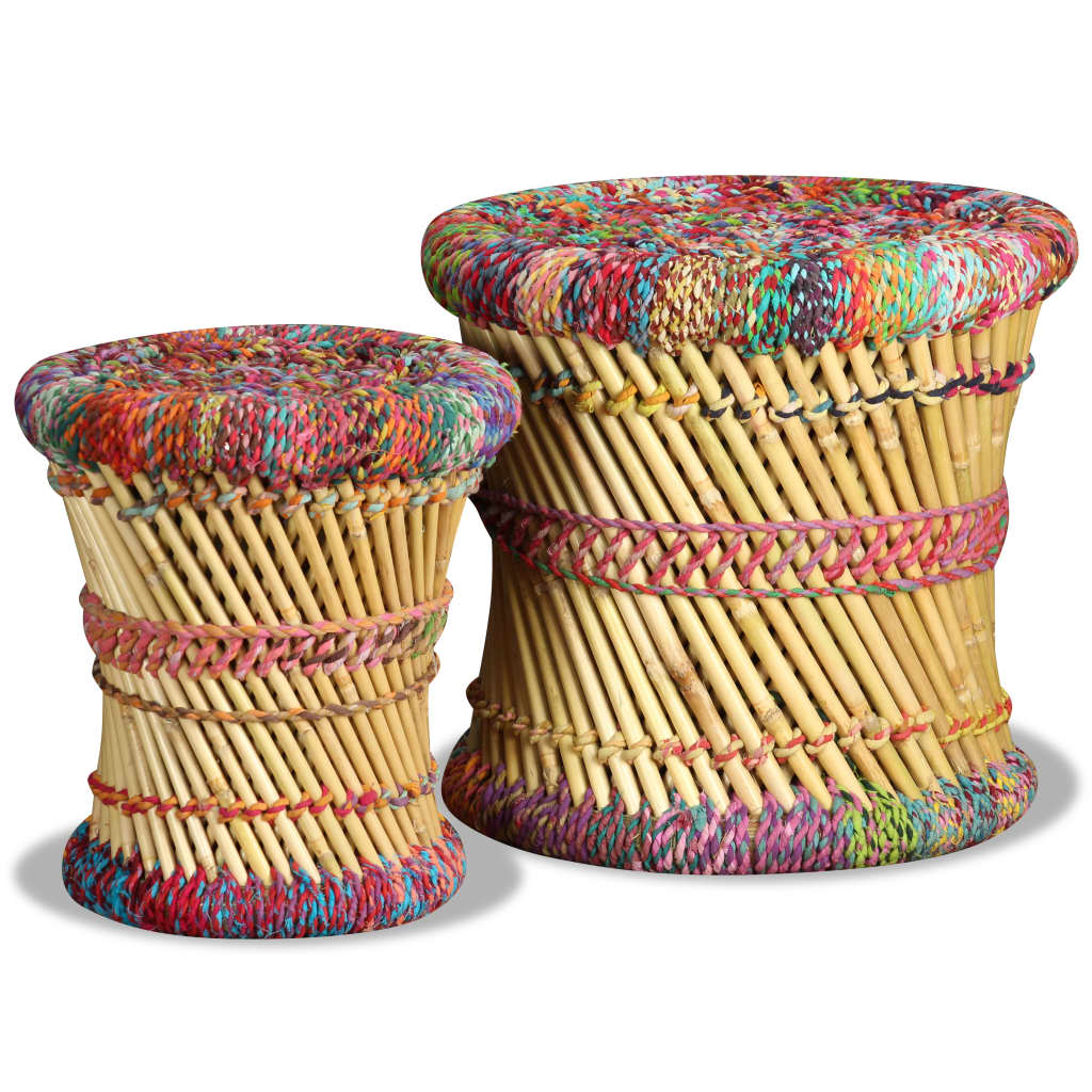 Handwoven Chindi Stool Set (2 Pieces)