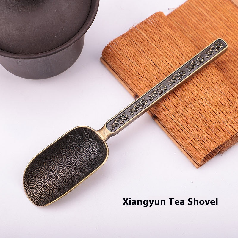 Carved Fu Character Auspicious Clouds Pattern Tea Shovels
