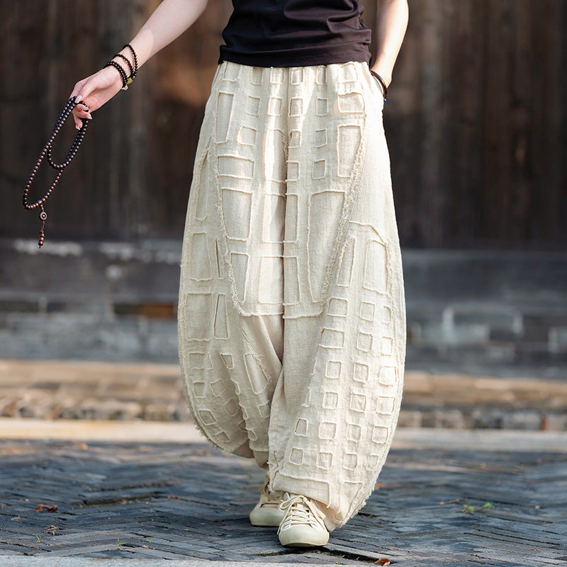 Raw-Edged Linen Meditation Bloomers – Natural Pants for Practice & Everyday Wear