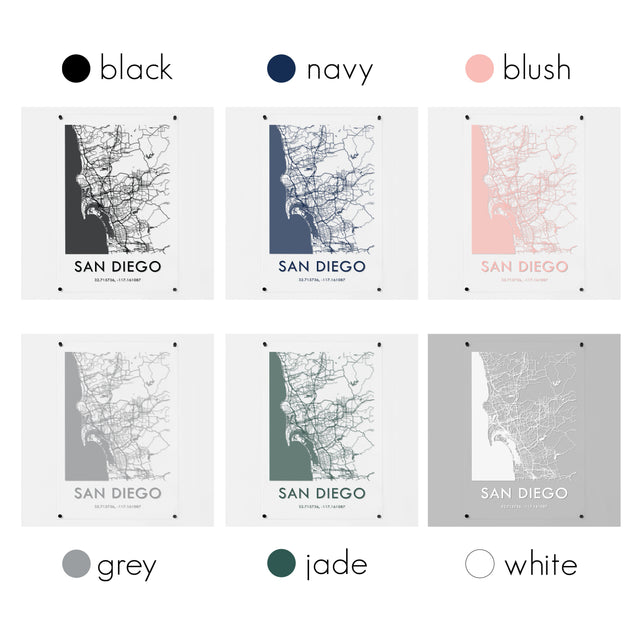 Clear Acrylic San Diego City Street Map