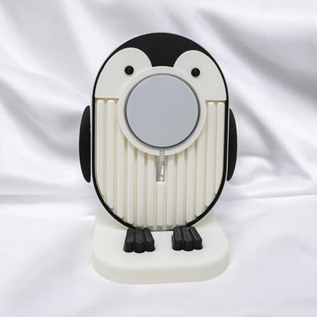 Penguin Charger Stand – Adorable Desk Organizer, Eco-Friendly (Beige & Grey)
