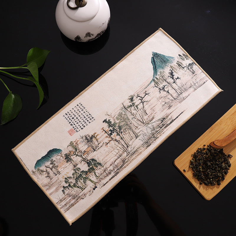 Deerskin Chinese Velvet Painted Zen Absorbent Tea Towel Cloth