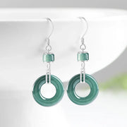 Burmese Jade Donut Talisman Dangle Earrings