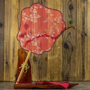 Translucent Silk Chinese Round Hand Fan, Floral Design