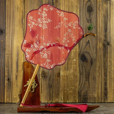Translucent Silk Chinese Round Hand Fan, Floral Design