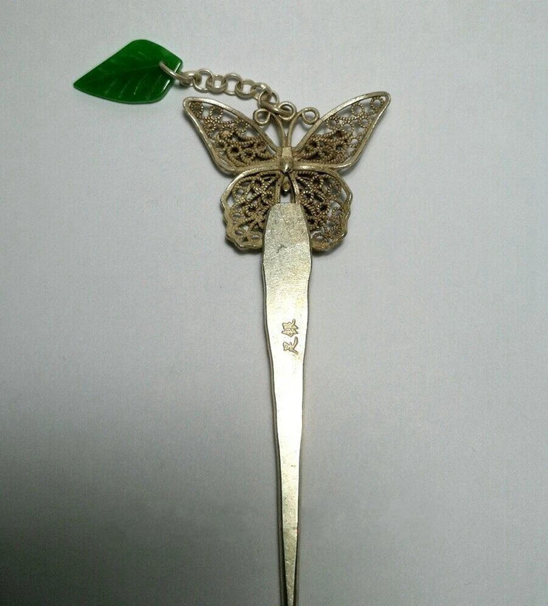 Handmade Silver Jade Butterfly Hairpin
