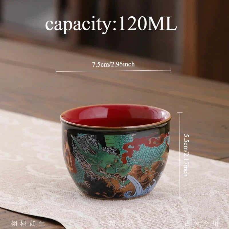 Retro Color Enamel Ceramic Gaiwan Set – Chinese Sancai Porcelain Teaware