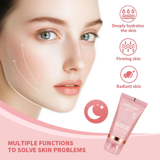 75Ml Collagen Peel-Off Mask Night Wrapping Facial Mud Firming Mask Daily 100G Collagen Jelly Cream Hydrolyzed Collagen Skin Care