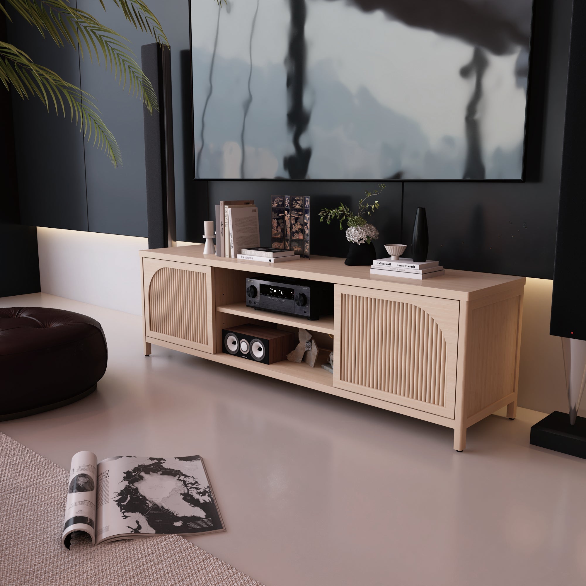 Sustainable Bamboo TV Media Console (Natural Finish)
