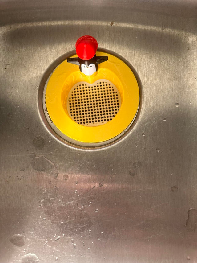 Adorable 3D-Printed Penguin Sink Strainer – Eco-Friendly and Functional Drain Protector
