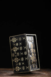 Old Wood Lacquerware Outline in gold Eight Treasures of Tuanshou Pattern Portable Buddhist niche Drawer box Ornaments