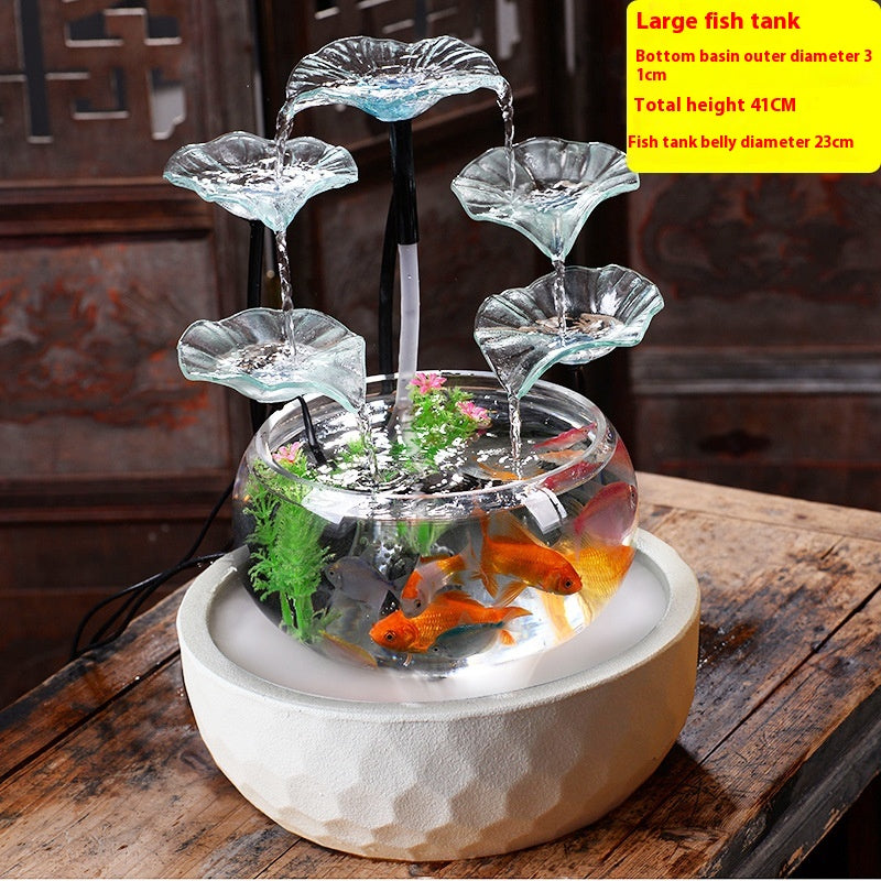 Desktop Water Fish Tank & Bonsai Ornament – Asian Home Decor