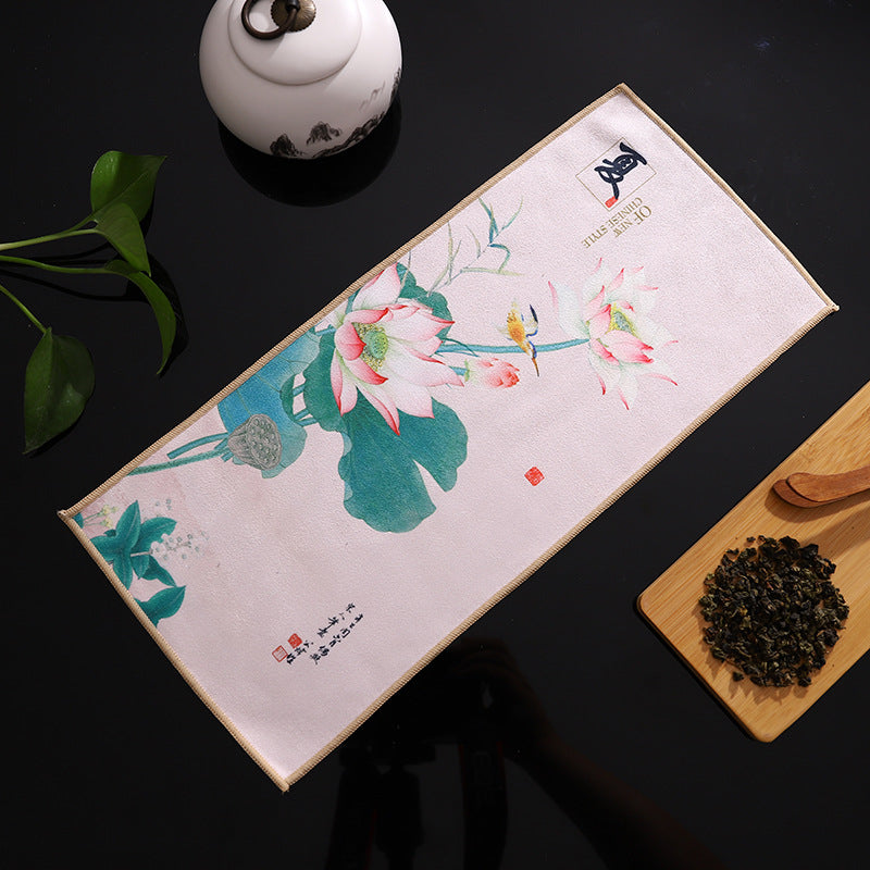 Deerskin Chinese Velvet Painted Zen Absorbent Tea Towel Cloth