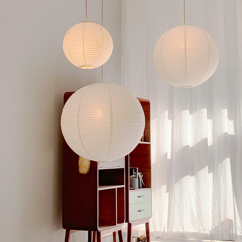 White Paper Lantern Shade – Minimalist Ceiling Pendant for Bedroom & Living Room