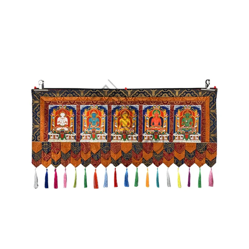 Tibetan-Style Five-Dragon Buddha Curtain – Handmade Temple Door Fabric