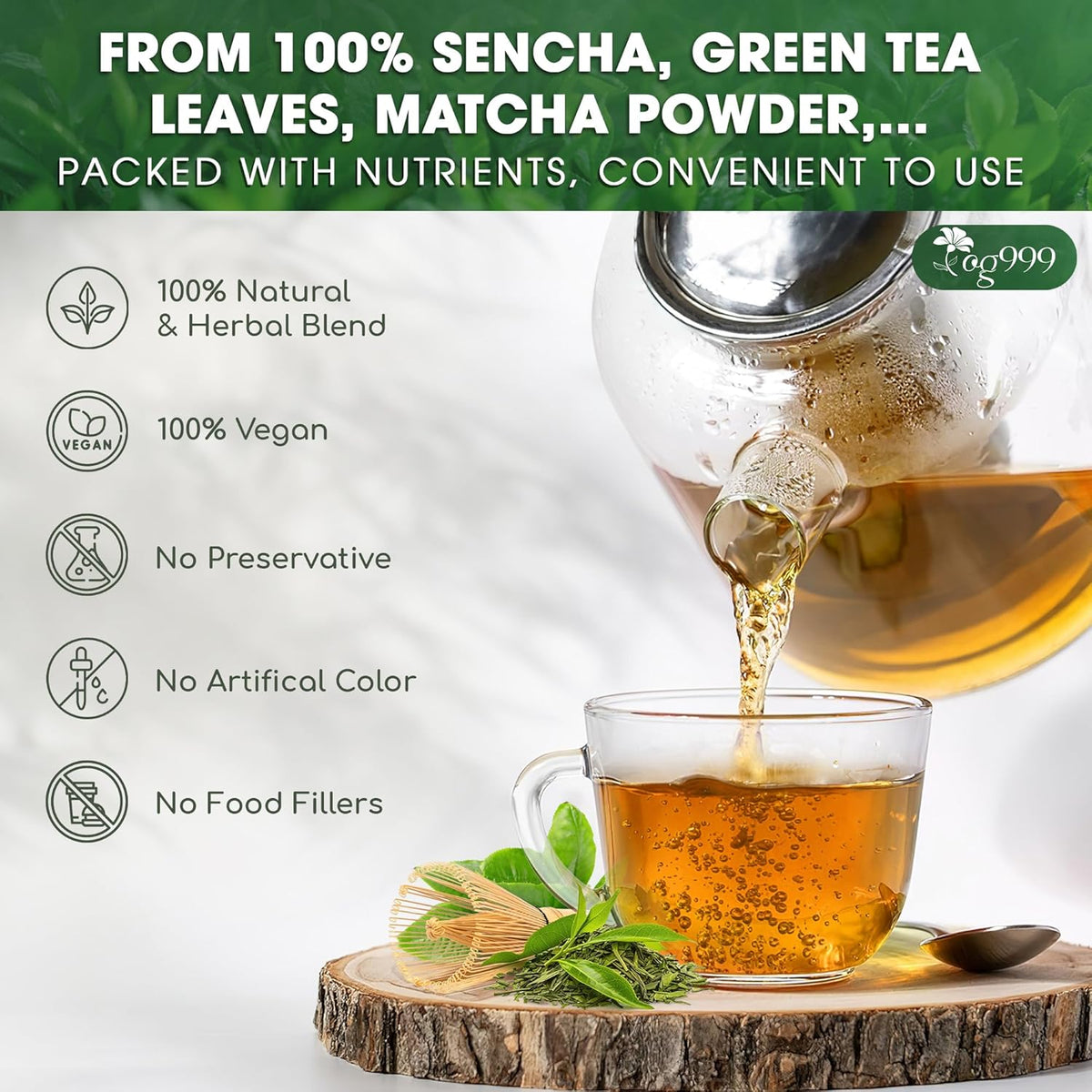 Premium Matcha Green Tea Bags | Blend of Sencha, Green Tea, Spearmint & Orange Slices