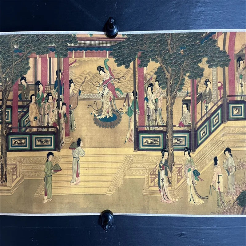 China Long Scroll Painting – Qiu Ying Watercolor “Hundred Beauties” (Collectible)