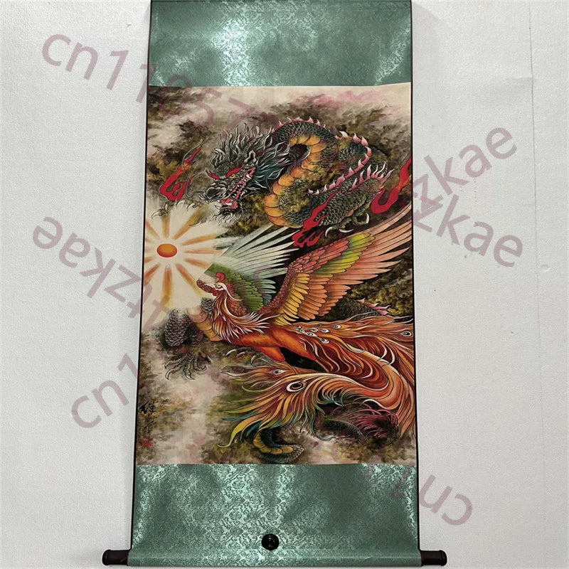 Liu Jilu–Style Dragon & Phoenix Auspicious Chinese Rice Paper Scroll