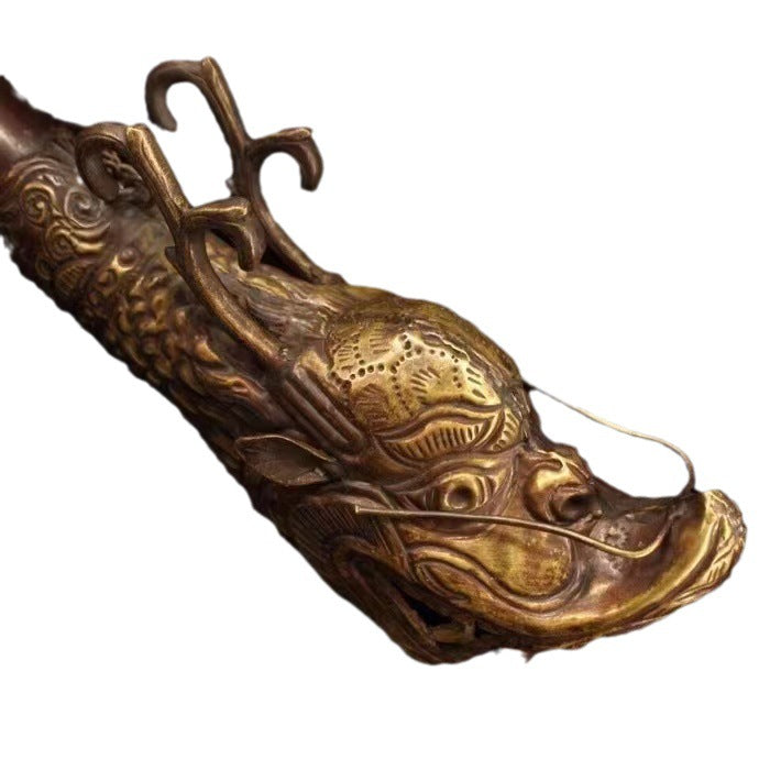 Antique-Style Nepali Makara Horn – Ritual & Decor Object