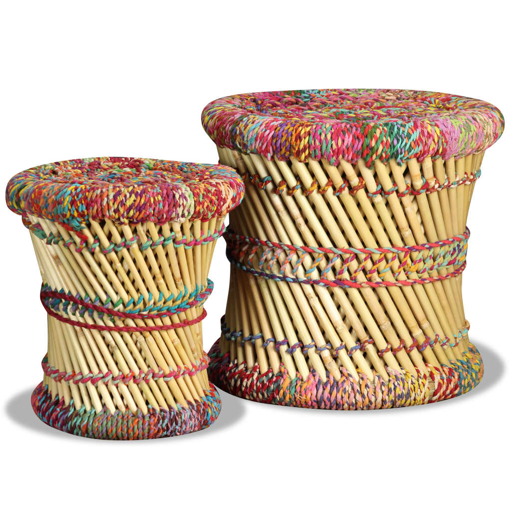Handwoven Chindi Stool Set (2 Pieces)