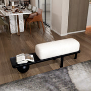 Lamb-Fleece Upholstered Sofa Stool – Elegant Bench for Living Room & Fitting Room