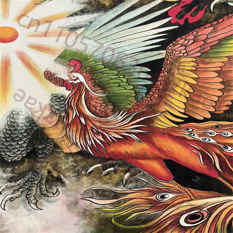 Liu Jilu–Style Dragon & Phoenix Auspicious Chinese Rice Paper Scroll