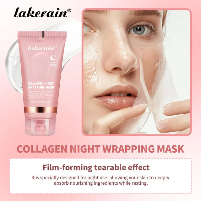 Collagen Overnight Wrapping Peel off Facial Mask Korean Collagen Night Wrapping Mask Deeply Hydrates Night Care Mask Cream 75Ml